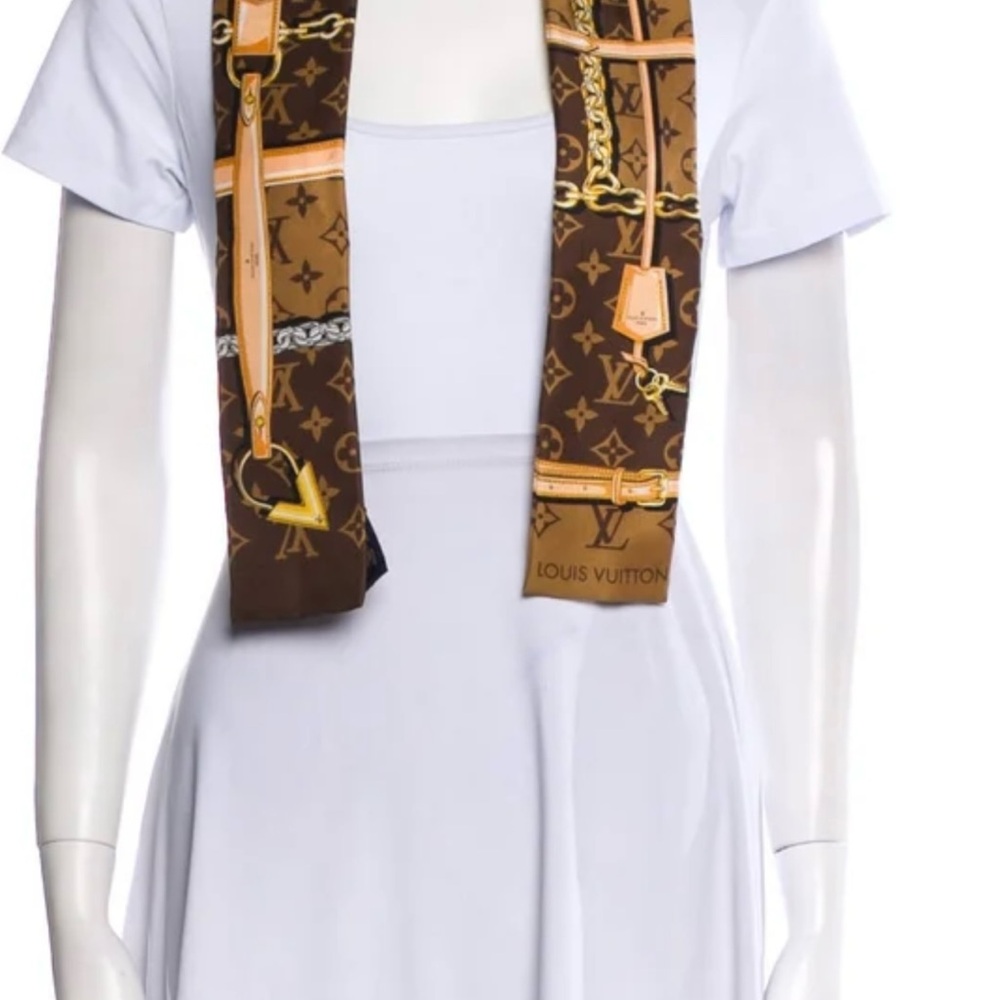 Louis Vuitton Monogram Brown and Gold Scarf
